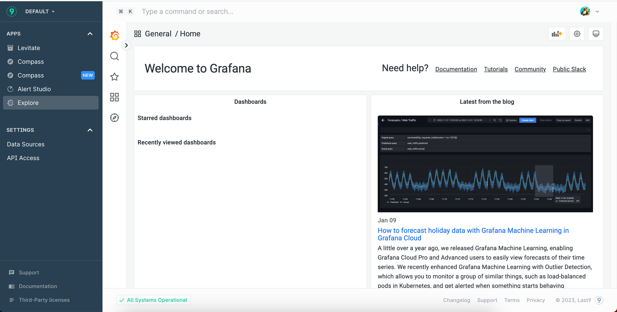 Explore embedded Grafana in Levitate