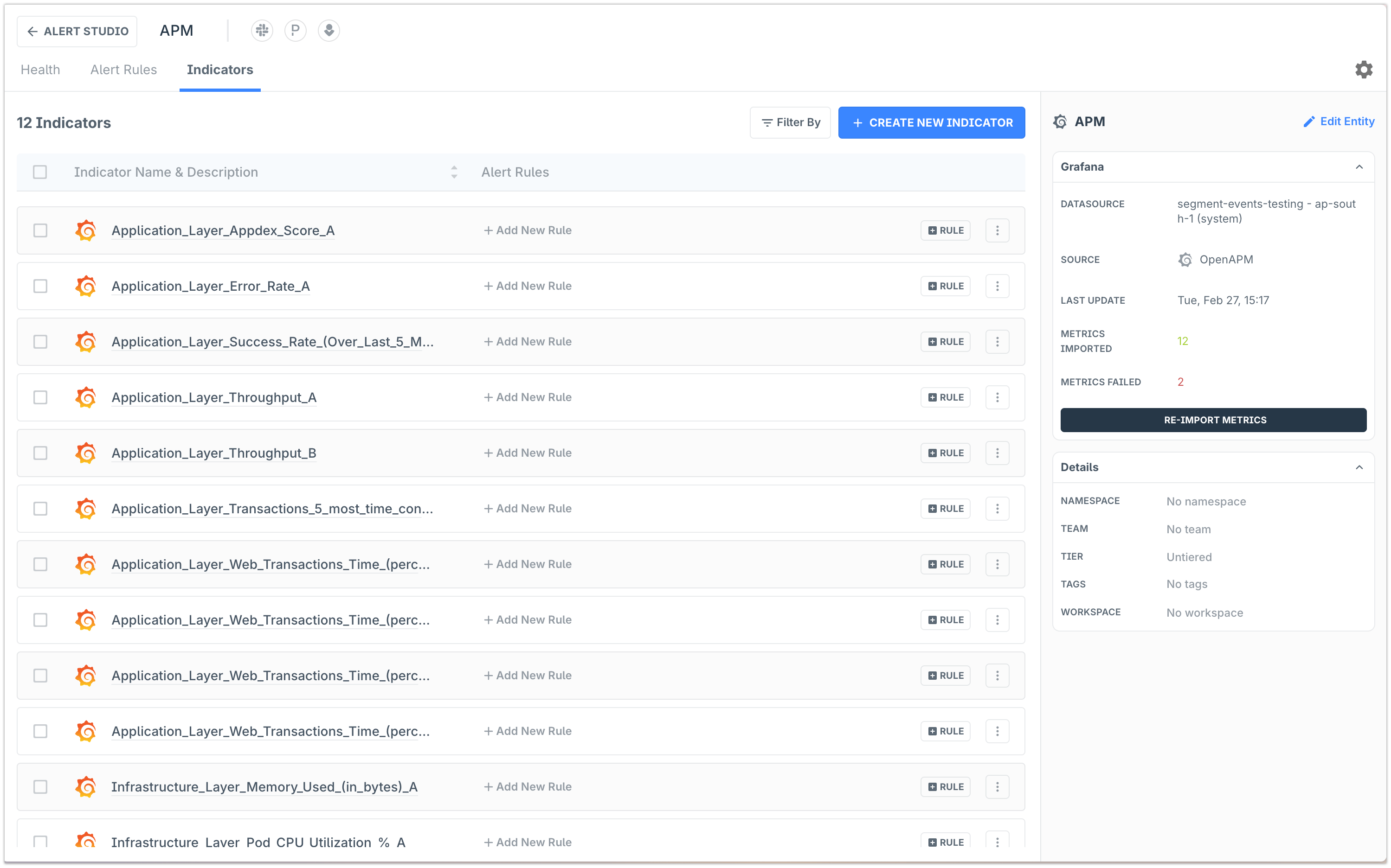 Imported Metrics as Indicators