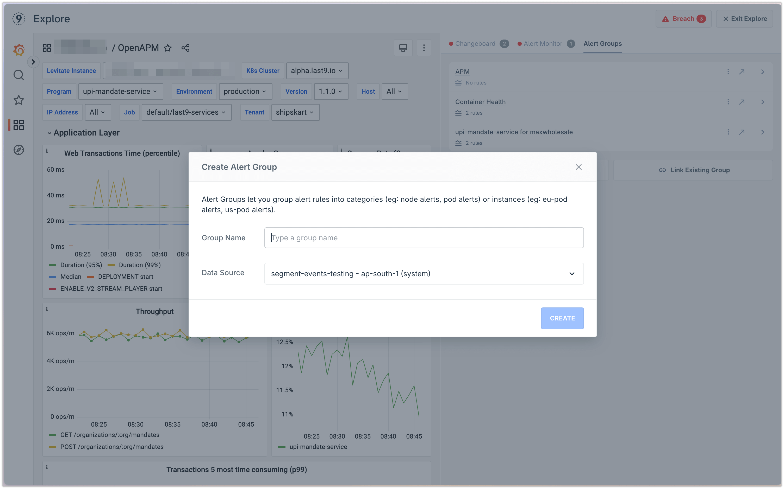 Create Alert Group for a Dashboard