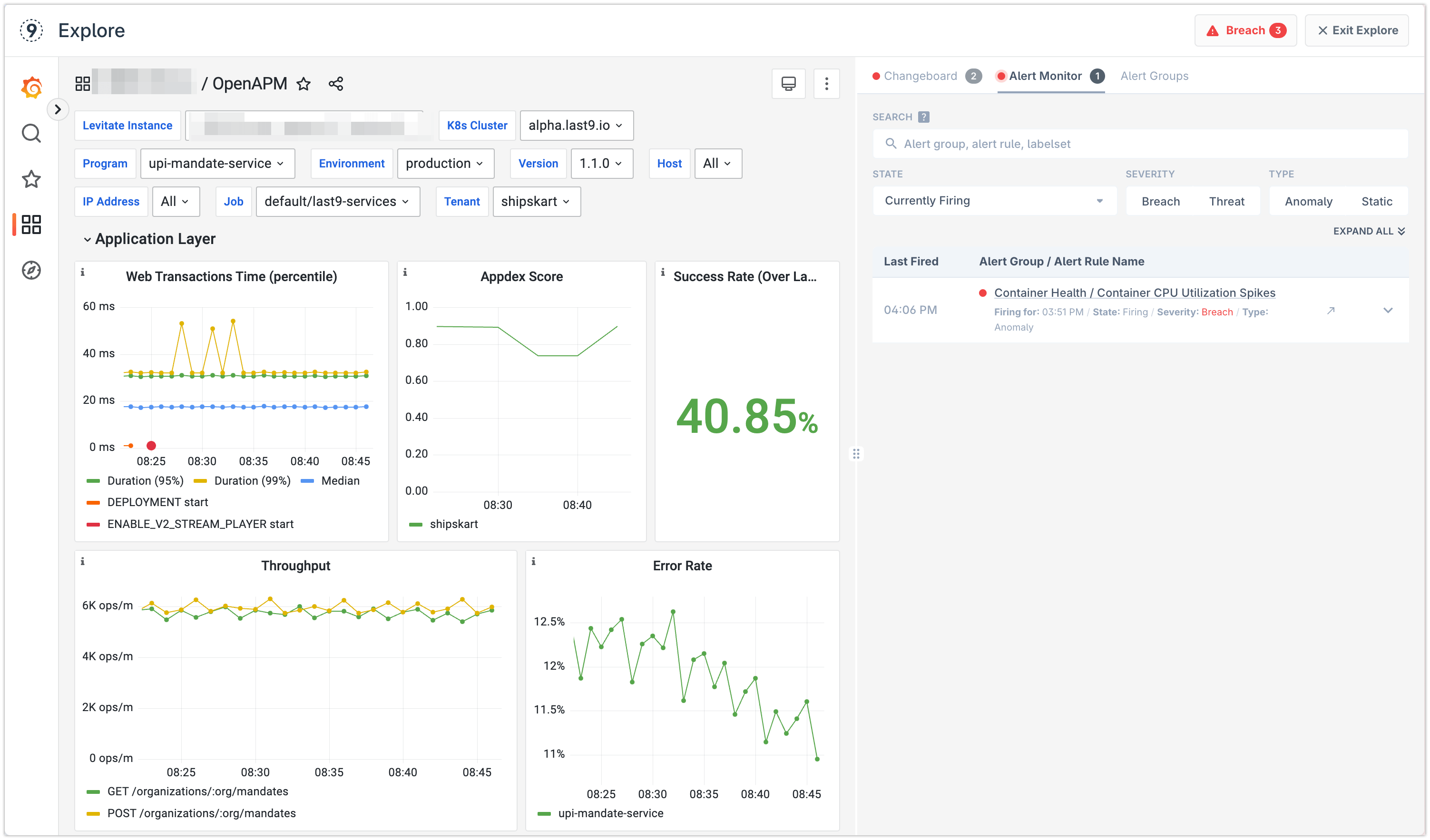 Monitoring Dashboards in Embedded Grafana