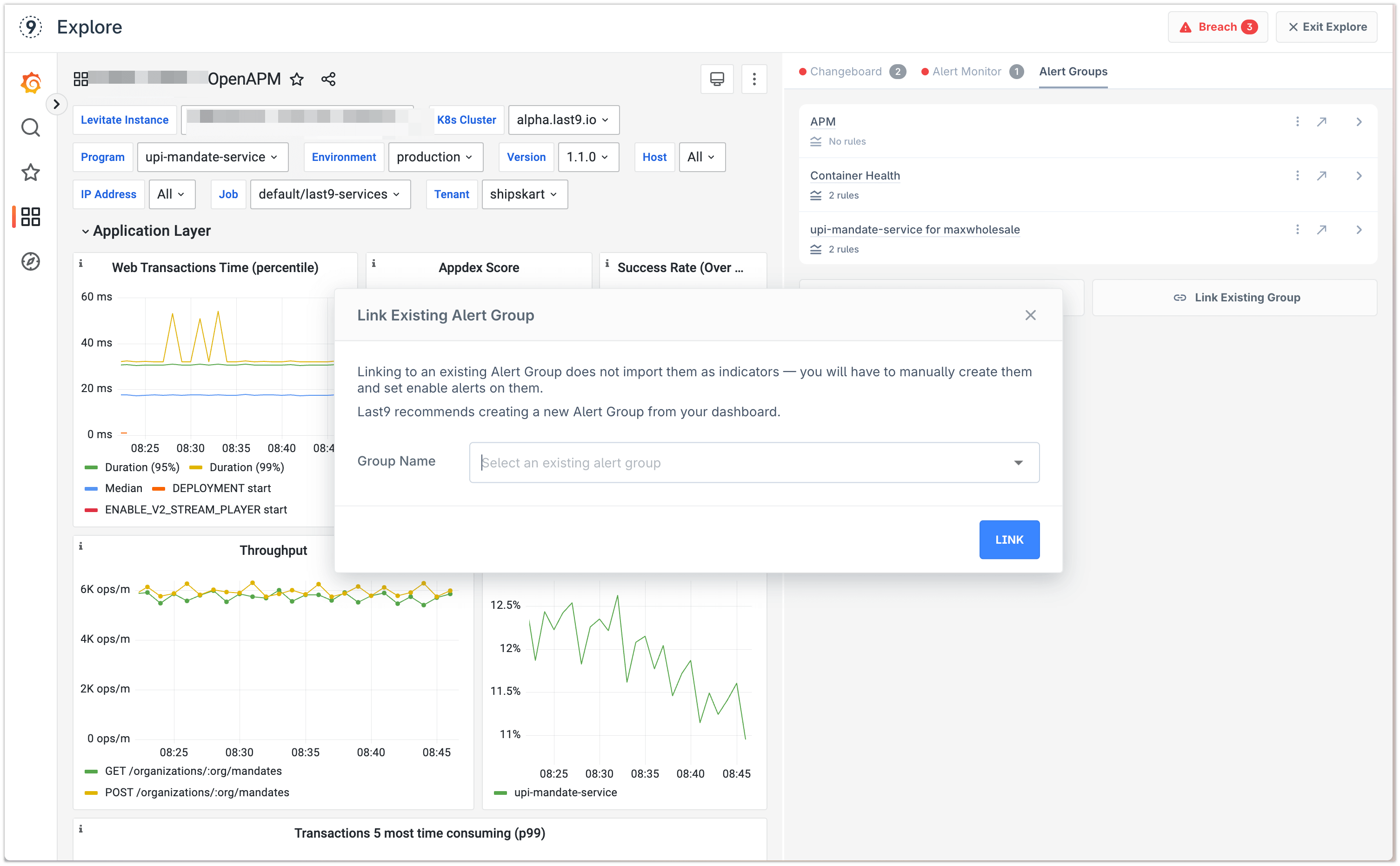 Link an existing alert group to a Dashboard