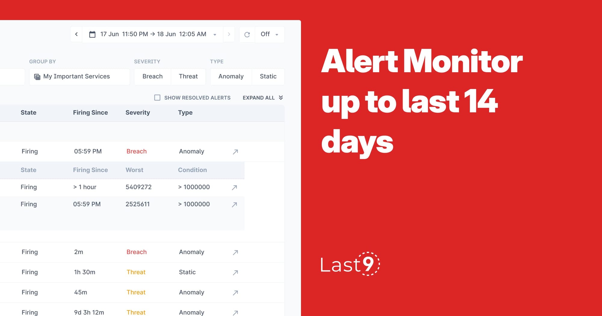 View alerts beyond the last 15 minutes in Alert Monitor